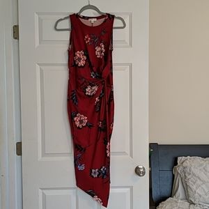 Midi red floral dress